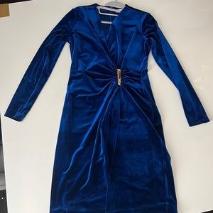 Calvin Klein Velvet long sleeve belted dress